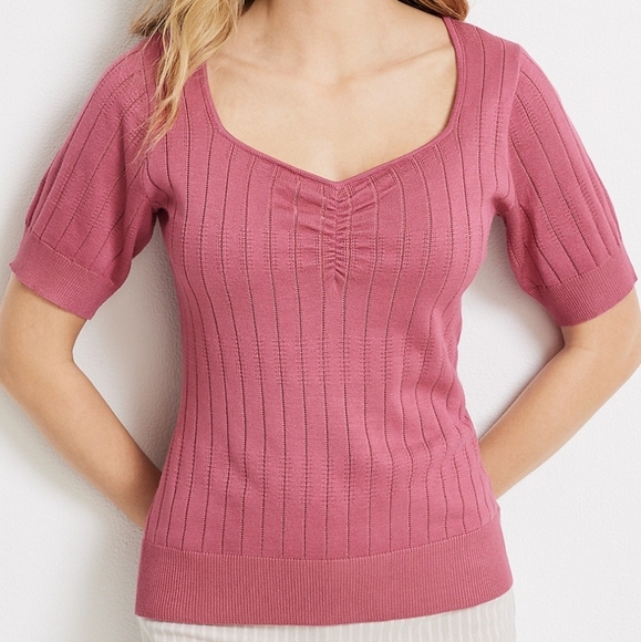 Maurices Sweetheart neckline fuschia Sweater size large excellent used condition - Picture 8 of 8